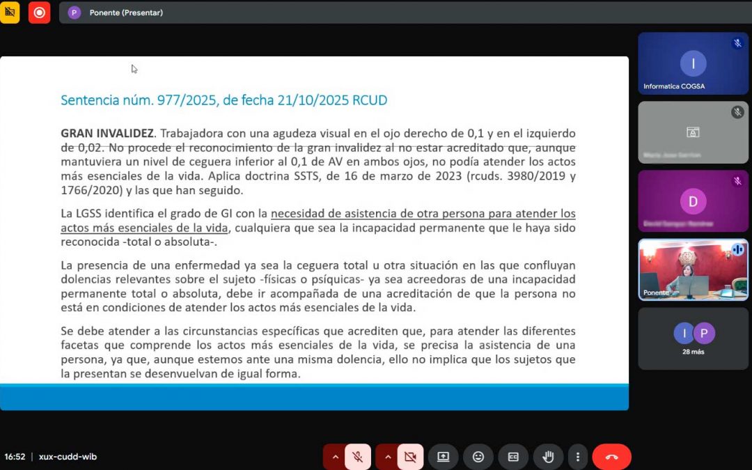Jornada técnica de actualización sobre novedades legislativas y jurisprudenciales