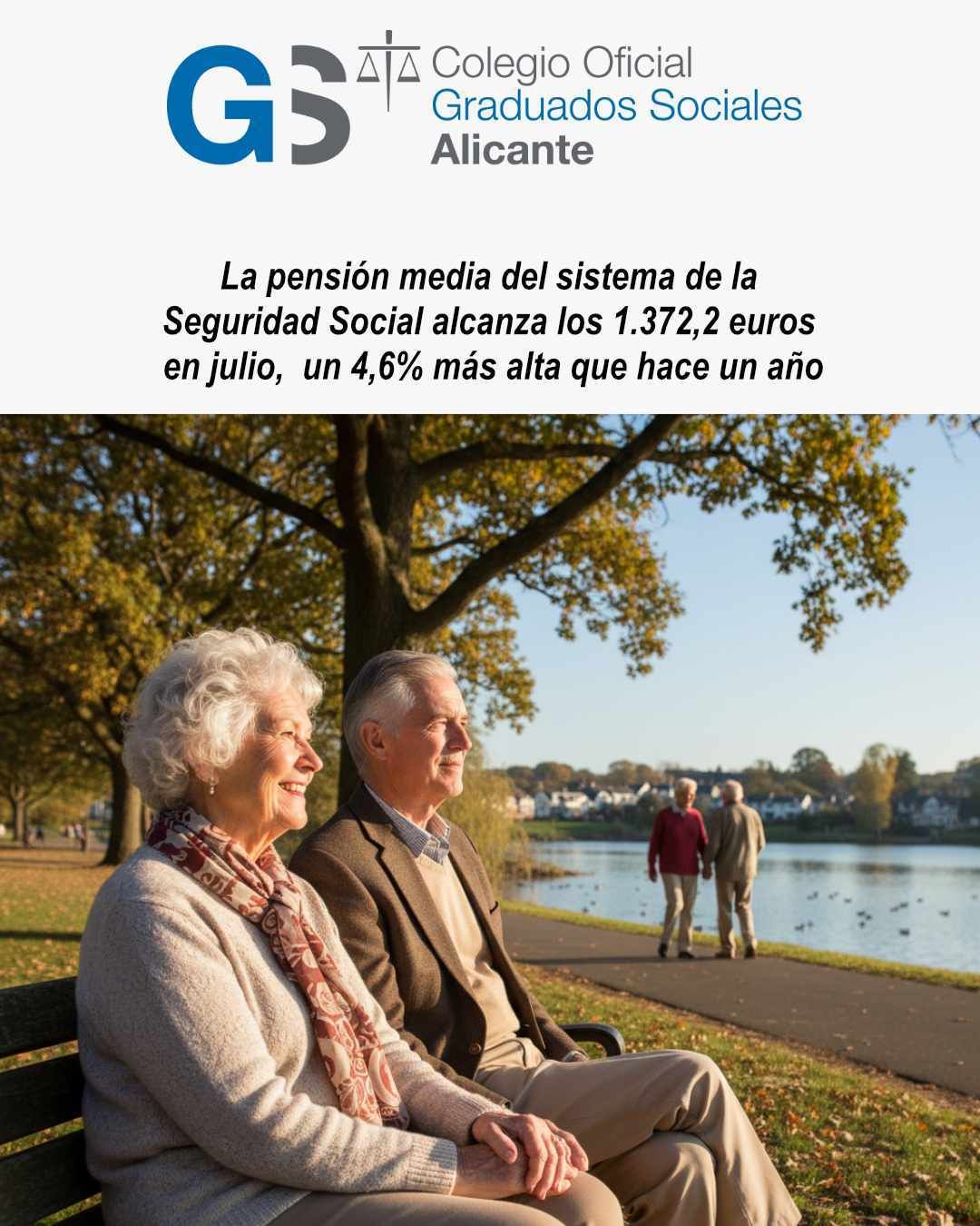 La pensión media del sistema de la Seguridad Social alcanza los 1.372,2 euros en julio,…
